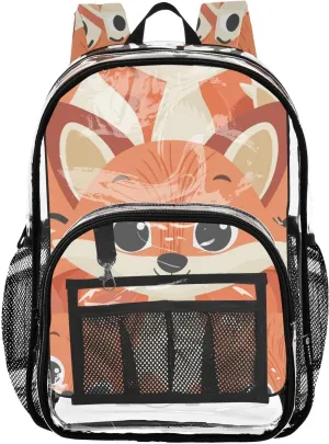 senya Transparent School Bag Energetic Foxes Travel Backpack With Water-Resistant PVC Plastic Clear Bagpack