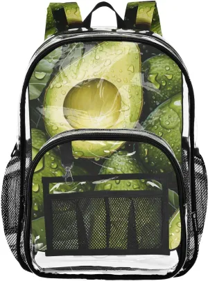 senya Transparent School Bag Fresh Avocados Travel Backpack With Water-Resistant PVC Plastic Clear Bagpack