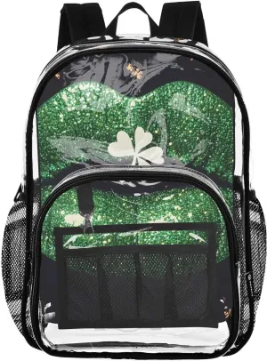 senya Transparent School Bag Green Mouth Travel Backpack With Water-Resistant PVC Plastic Clear Bagpack