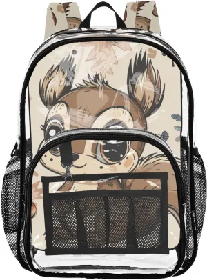 senya Transparent School Bag Long Tail Squirrel Travel Backpack With Water-Resistant PVC Plastic Clear Bagpack