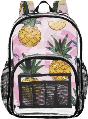 senya Transparent School Bag Pineapples Pulp Travel Backpack With Water-Resistant PVC Plastic Clear Bagpack