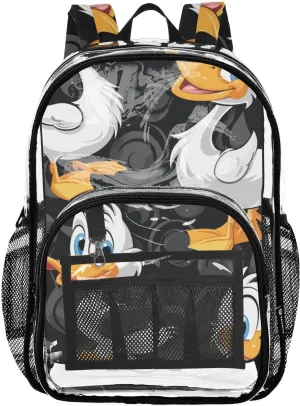 senya Transparent School Bag Playful Ducks Travel Backpack With Water-Resistant PVC Plastic Clear Bagpack