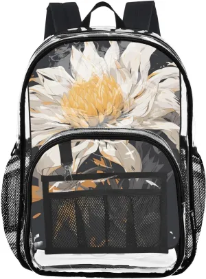 senya Transparent School Bag Retro Fragrant Flowers Travel Backpack With Water-Resistant PVC Plastic Clear Bagpack