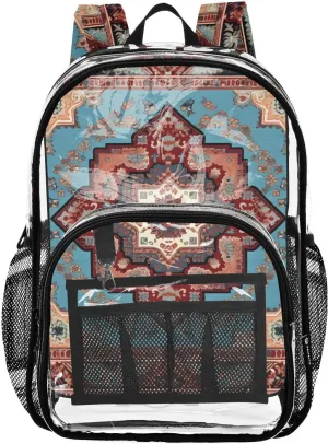 senya Transparent School Bag Retro Rectangular Totem Travel Backpack With Water-Resistant PVC Plastic Clear Bagpack