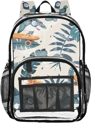 senya Transparent School Bag Sharks Skateboard Travel Backpack With Water-Resistant PVC Plastic Clear Bagpack