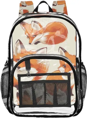 senya Transparent School Bag Short-legged Foxes Travel Backpack With Water-Resistant PVC Plastic Clear Bagpack