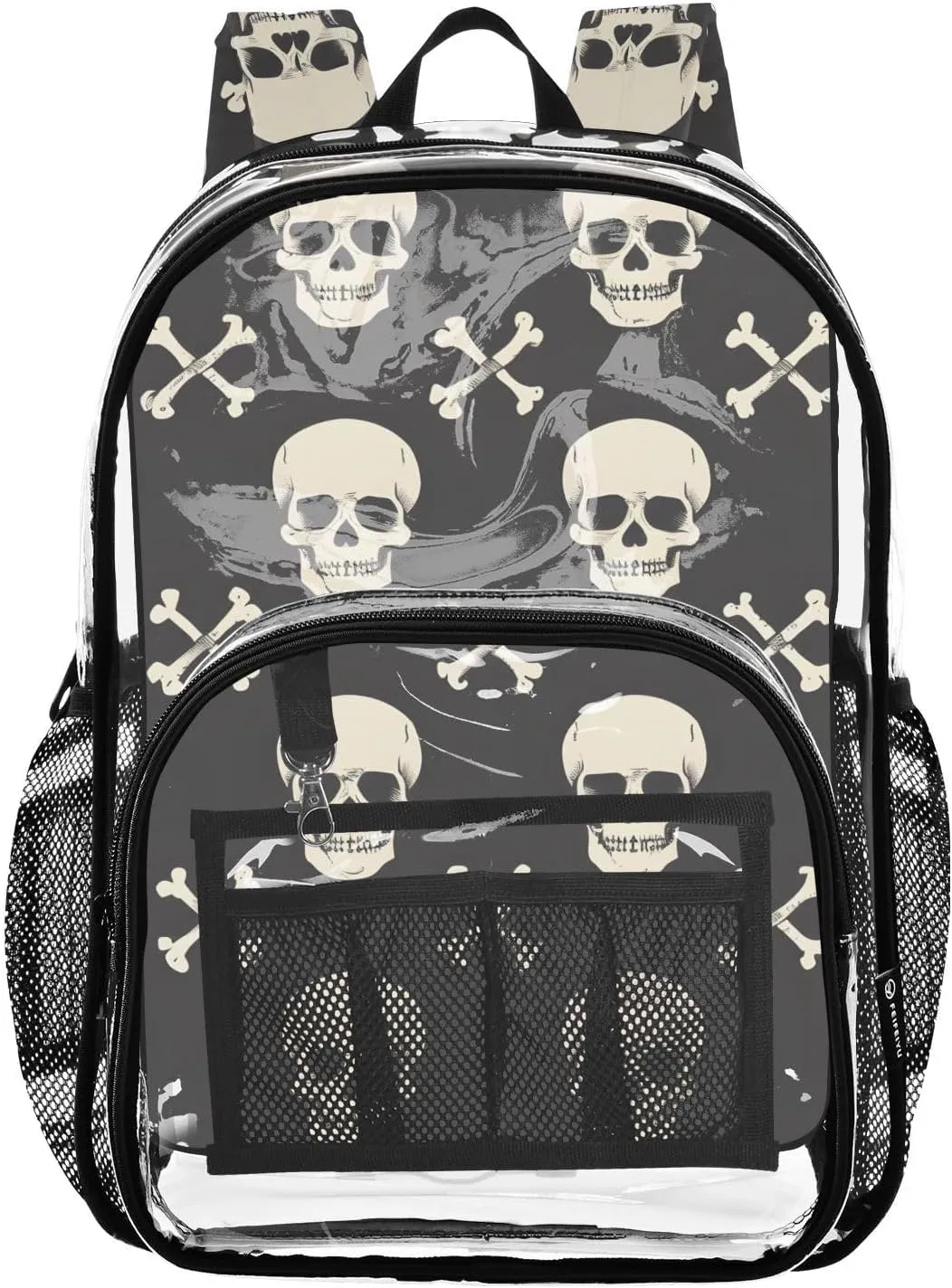 senya Transparent School Bag Skeleton Crossbones Travel Backpack With Water-Resistant PVC Plastic Clear Bagpack