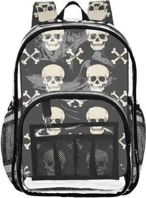 senya Transparent School Bag Skeleton Crossbones Travel Backpack With Water-Resistant PVC Plastic Clear Bagpack