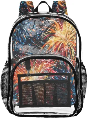 senya Transparent School Bag Sparkling Fireworks Travel Backpack With Water-Resistant PVC Plastic Clear Bagpack