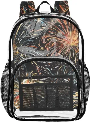 senya Transparent School Bag Spectacular Fireworks Travel Backpack With Water-Resistant PVC Plastic Clear Bagpack