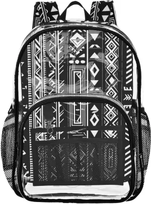 senya Transparent School Bag Square Lines Pattern Travel Backpack With Water-Resistant PVC Plastic Clear Bagpack