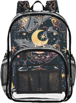 senya Transparent School Bag Star Moon Magic Travel Backpack With Water-Resistant PVC Plastic Clear Bagpack