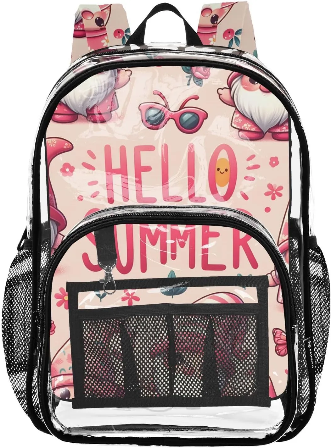 senya Transparent School Bag Summer Pink Dwarf Travel Backpack With Water-Resistant PVC Plastic Clear Bagpack