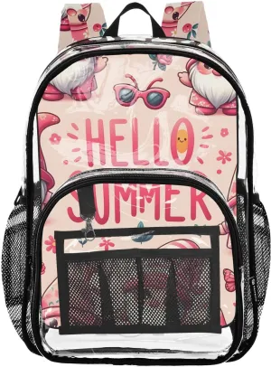 senya Transparent School Bag Summer Pink Dwarf Travel Backpack With Water-Resistant PVC Plastic Clear Bagpack