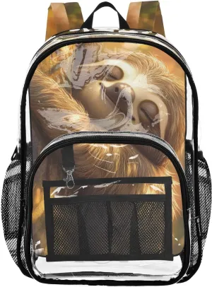 senya Transparent School Bag Sunshine Sloth Travel Backpack With Water-Resistant PVC Plastic Clear Bagpack
