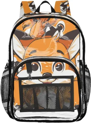 senya Transparent School Bag Well-behaved Foxes Travel Backpack With Water-Resistant PVC Plastic Clear Bagpack