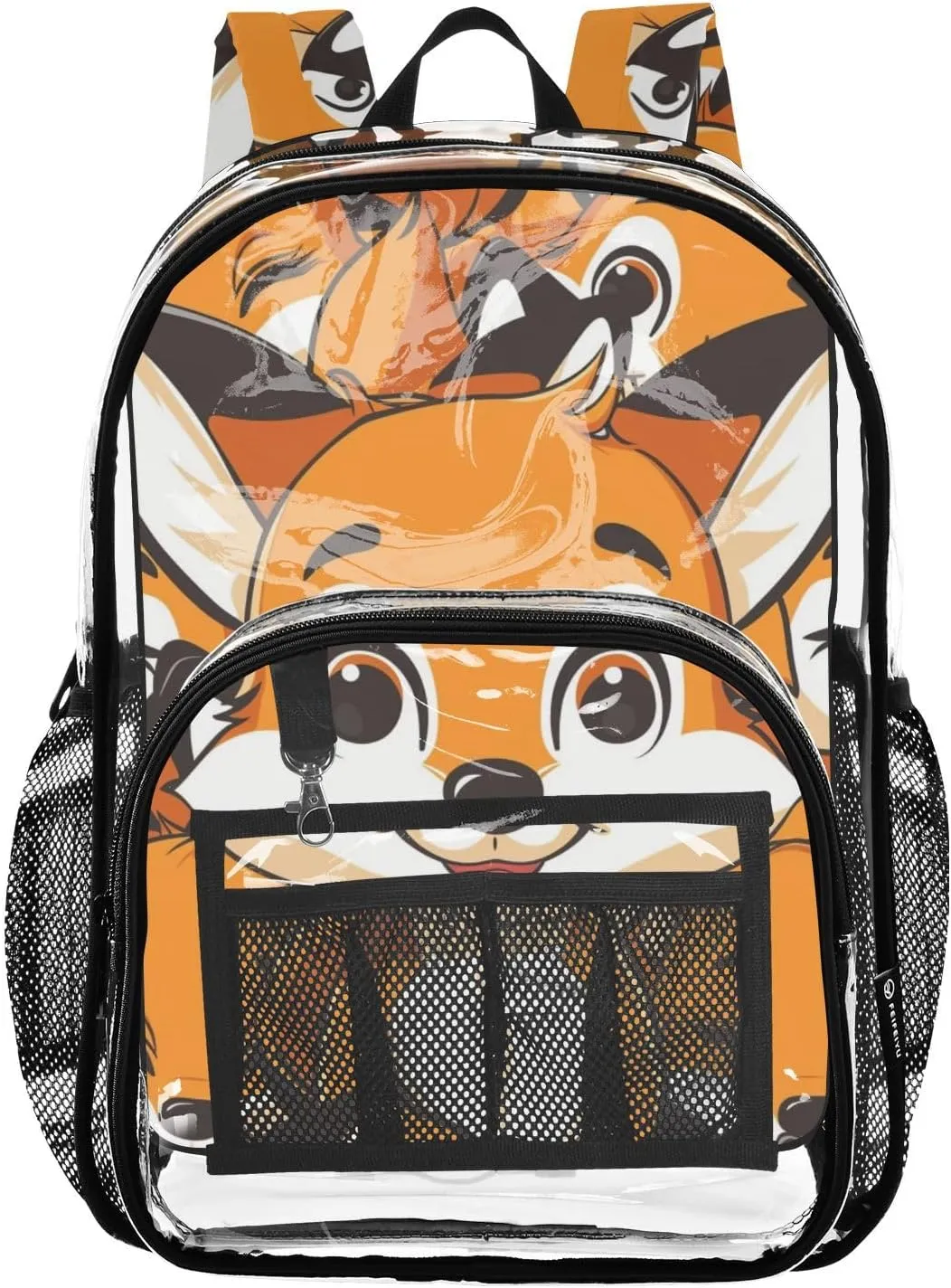 senya Transparent School Bag Well-behaved Foxes Travel Backpack With Water-Resistant PVC Plastic Clear Bagpack