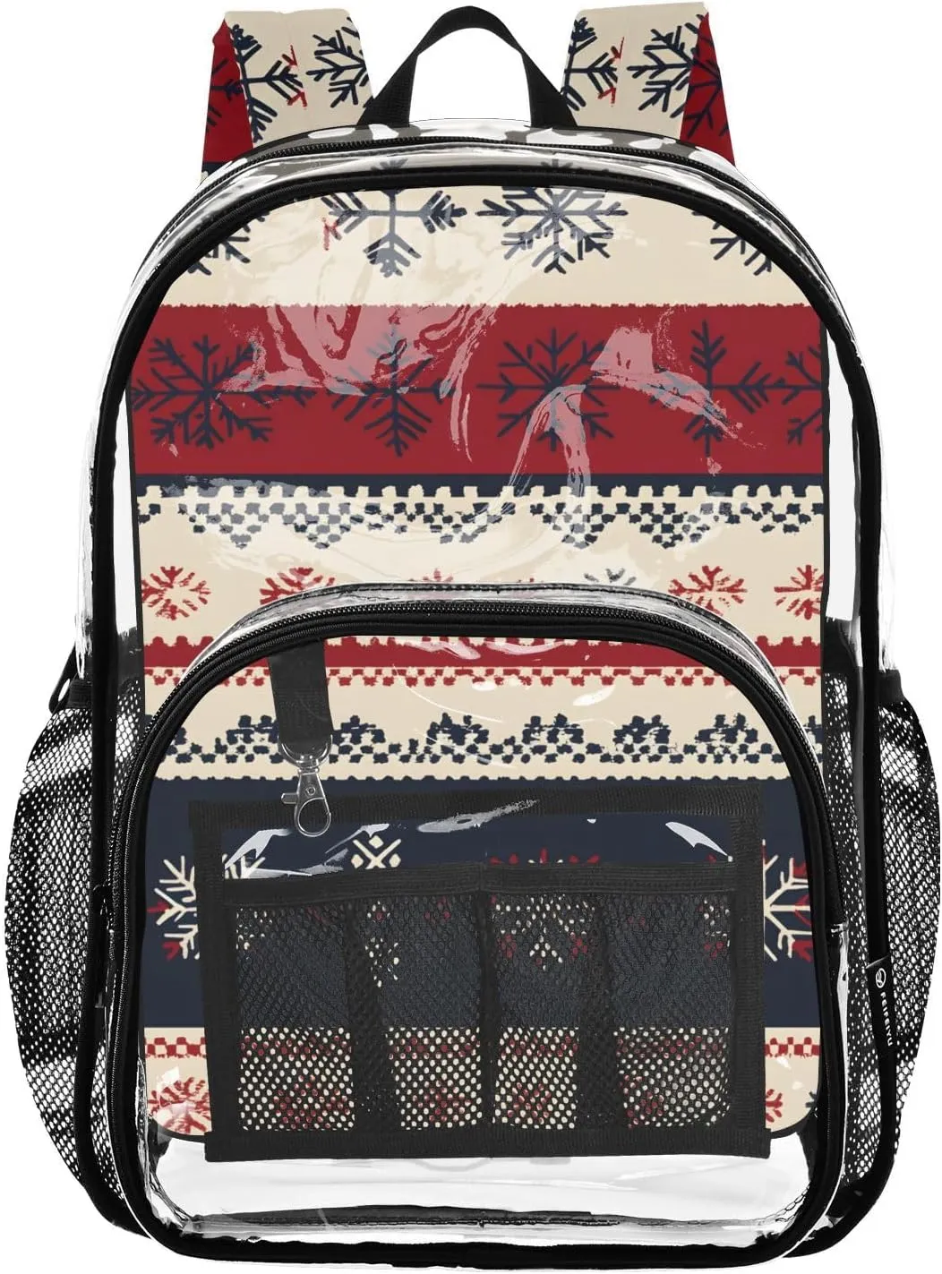senya Transparent School Bag Winter Nordic Illustration Travel Backpack With Water-Resistant PVC Plastic Clear Bagpack