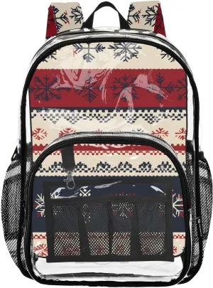 senya Transparent School Bag Winter Nordic Illustration Travel Backpack With Water-Resistant PVC Plastic Clear Bagpack