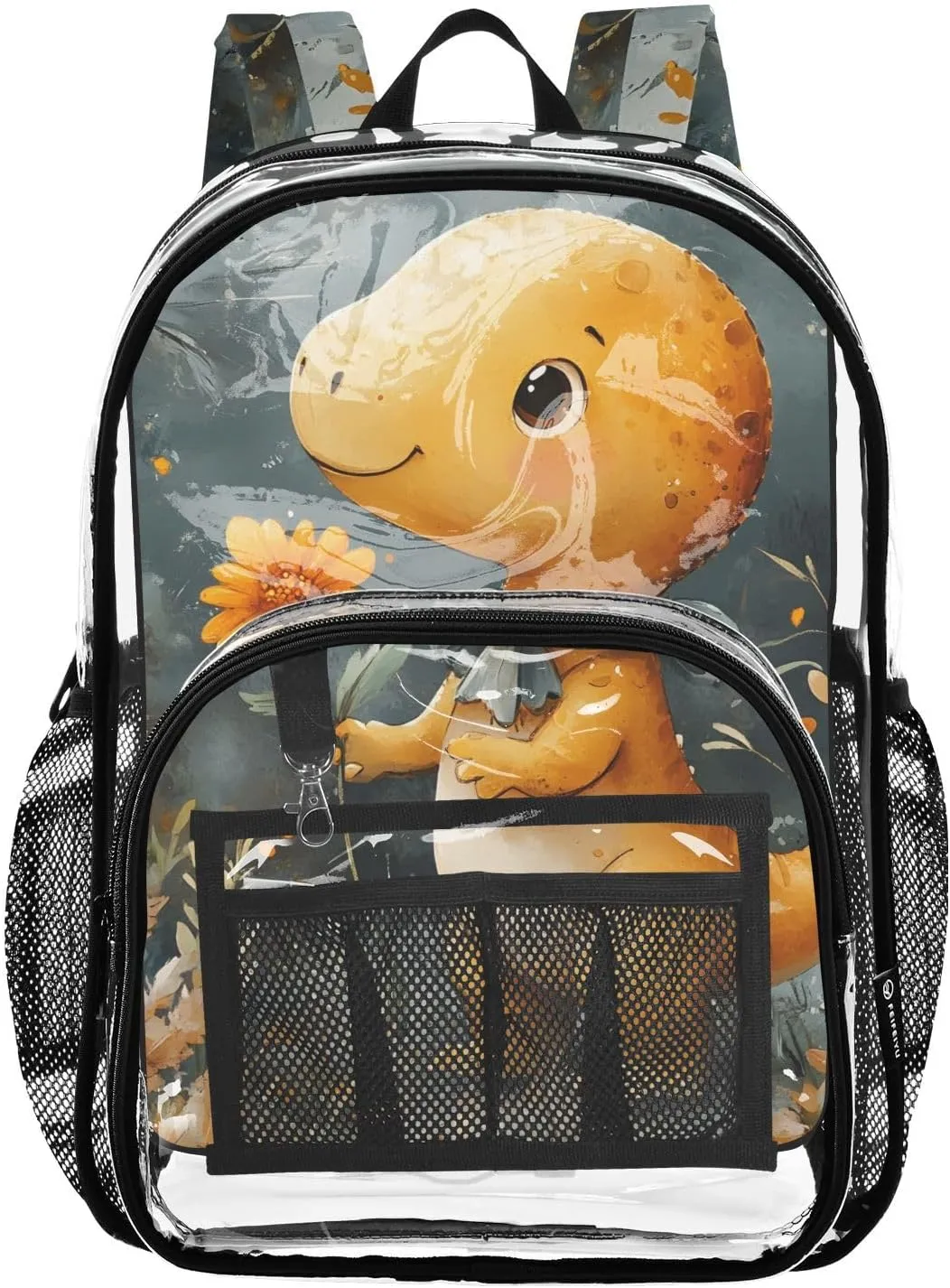 senya Transparent School Bag Yellow Dinosaur Cub Travel Backpack With Water-Resistant PVC Plastic Clear Bagpack