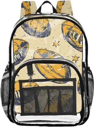 senya Transparent School Bag Yellow Rugby Travel Backpack With Water-Resistant PVC Plastic Clear Bagpack