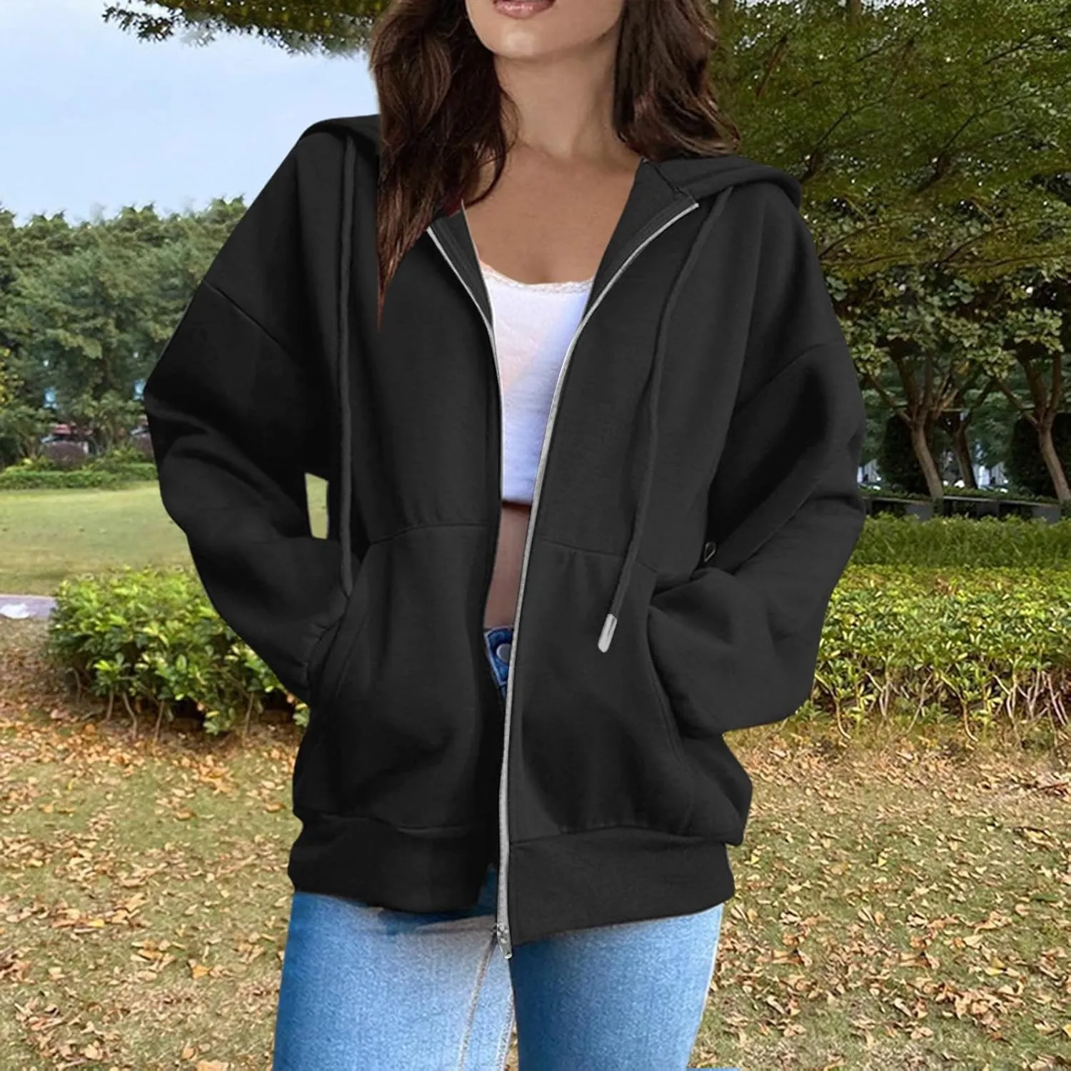 SGASY Womens Zip Up Hoodies Sweatshirt Fleece Jackets 2024 Fall Fashion Outfits Winter Clothes Soft Zip Up Hoodie Women