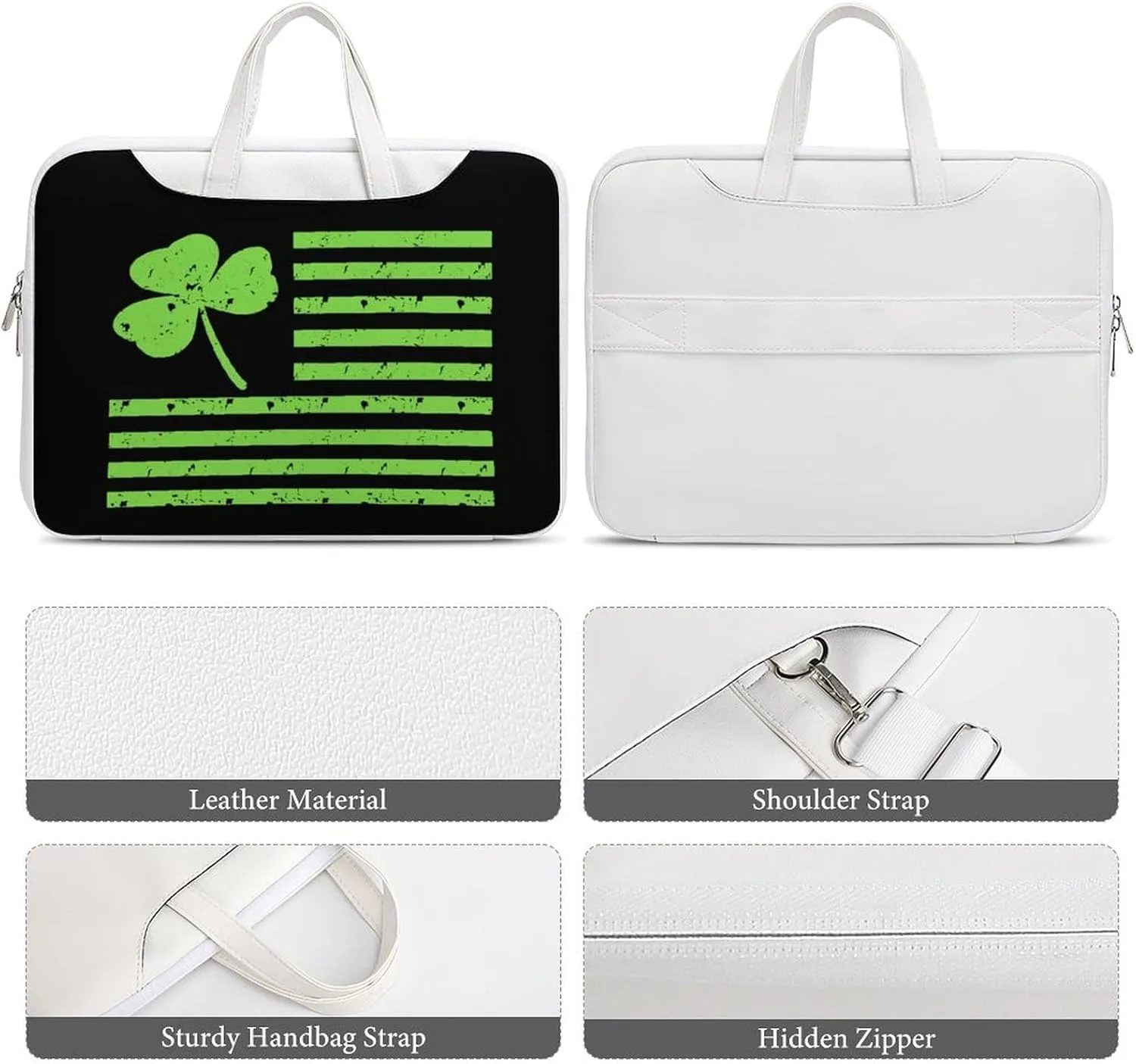 Shamrock Flag Leather Bag Laptop Case Slim Water Resistant Computer Bags with Handle Briefcase for Work