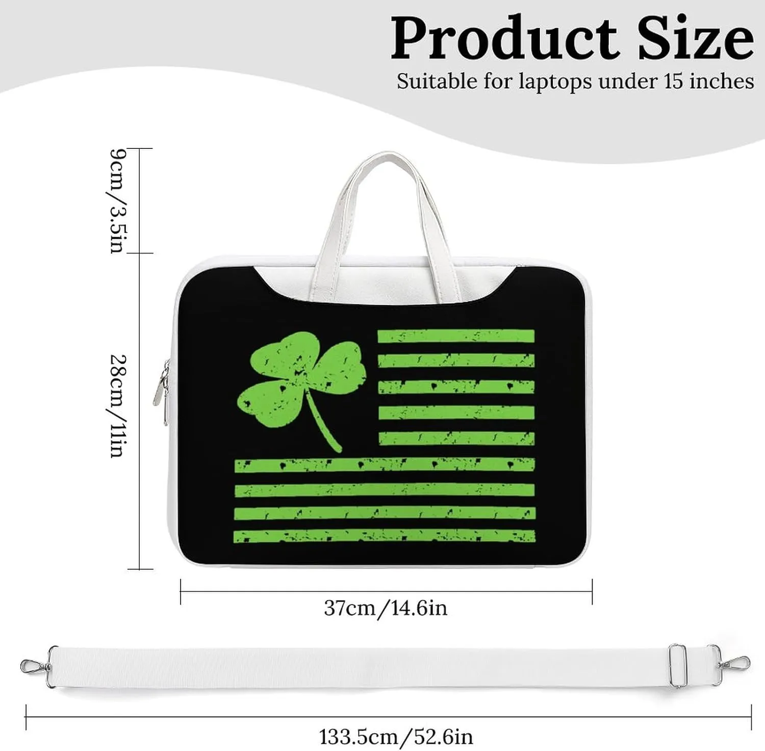 Shamrock Flag Leather Bag Laptop Case Slim Water Resistant Computer Bags with Handle Briefcase for Work