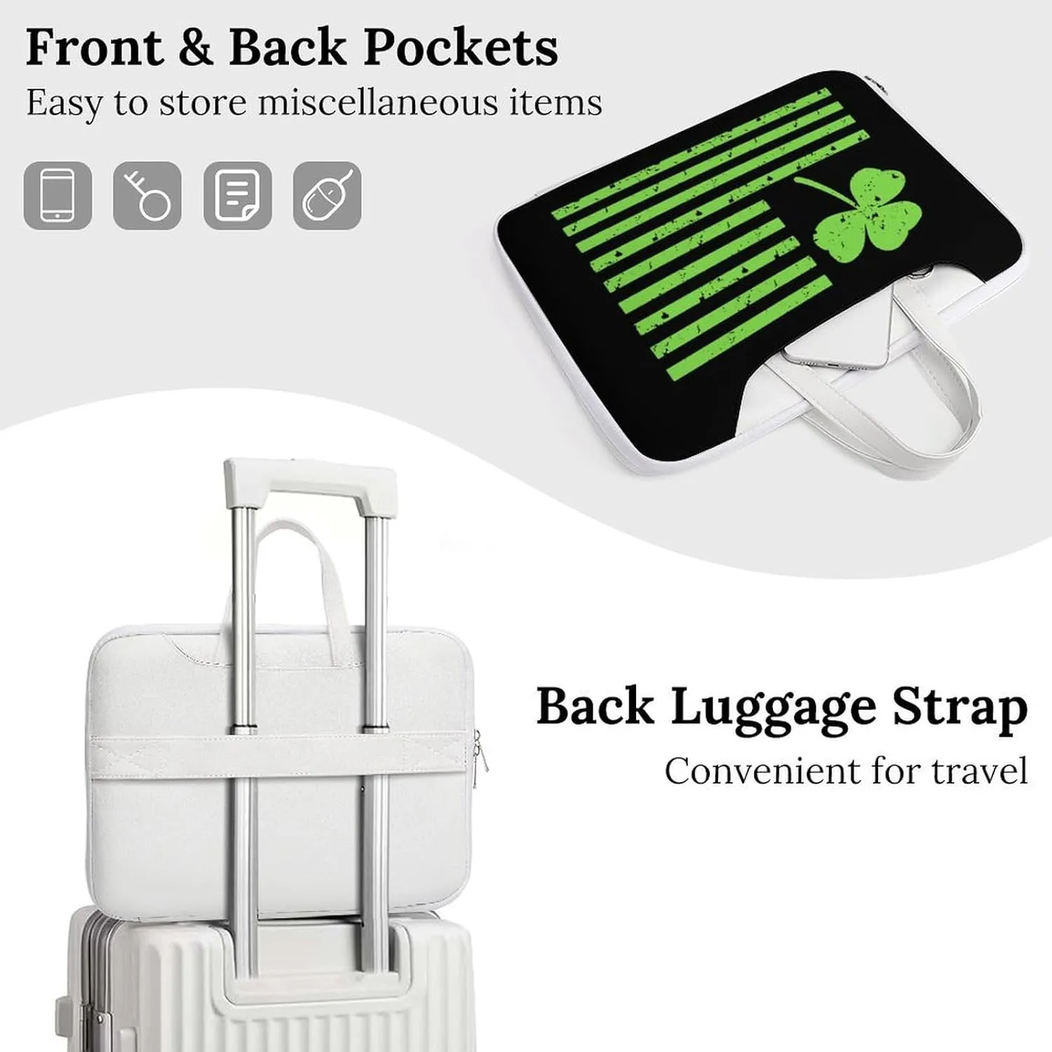 Shamrock Flag Leather Bag Laptop Case Slim Water Resistant Computer Bags with Handle Briefcase for Work
