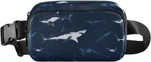 Sharks Blue Fanny Pack Water Resistant, Women Men Waist Pack Sling Bag Purse for Travel Hiking