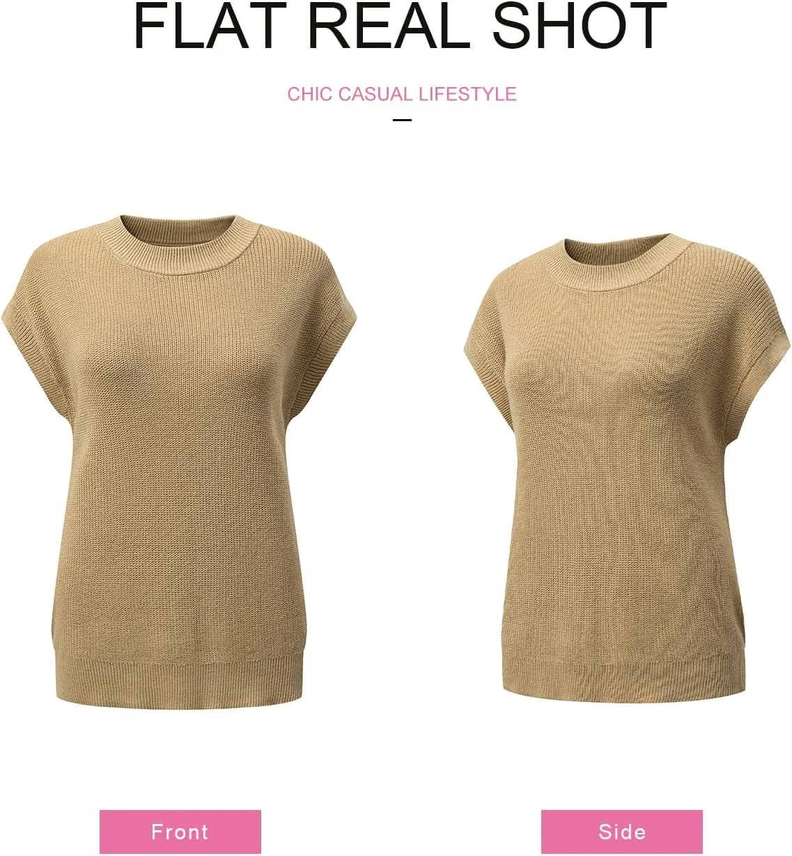 SHEWIN Womens Sweaters Crewneck Short Sleeve Shirts Casual Ribbed Knit Pullover Sweater Loose Tops for Women 2025