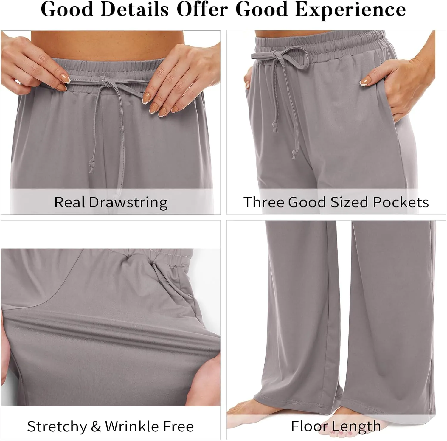 SICVEK Womens Yoga Lounge Sweatpants Wide Leg Pants Elastic Waist Drawstring Causal Athletic Long Pants with 3 Pockets