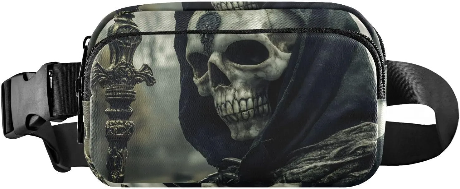 Skull Portrait Fanny Pack Water Resistant Waist Pack Sling Bag Purse for Women Men Travel Hiking