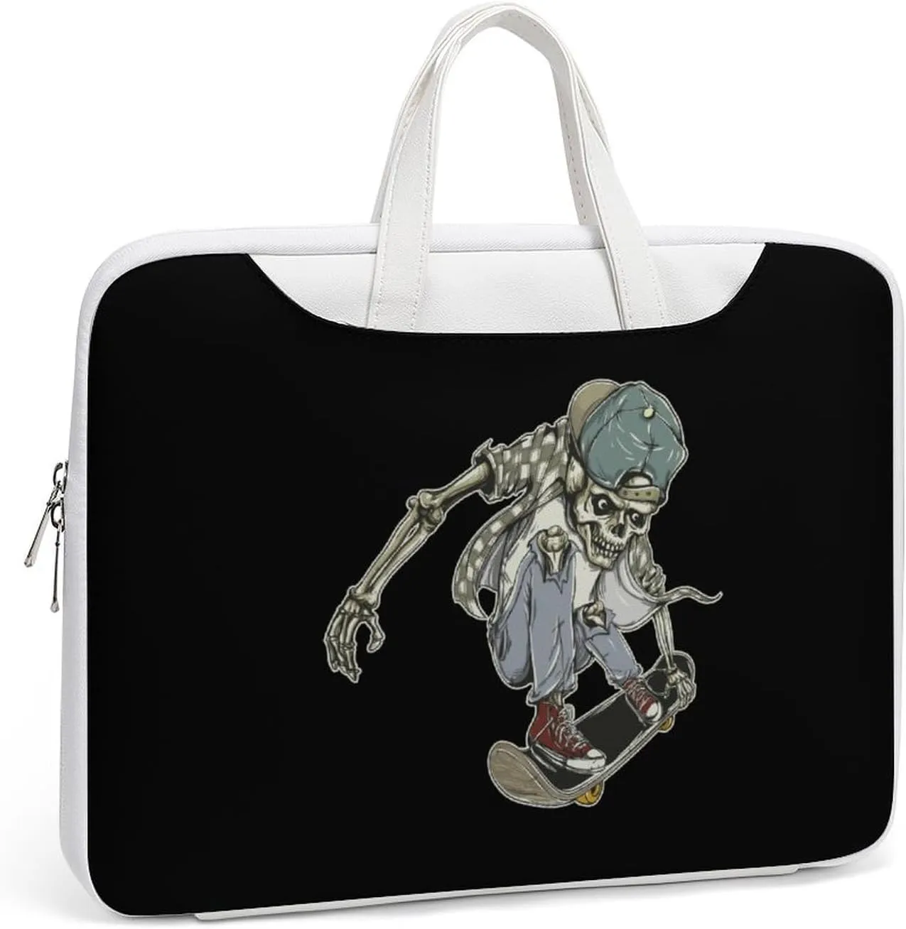 Skull Skateboard Leather Bag Laptop Case Slim Water Resistant Computer Bags with Handle Briefcase for Work