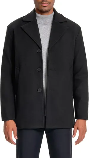 SOMTHRON Men's Casual Trench Coat Notched Collar Single Breasted Peacoat Winter Warm Overcoat with Pockets