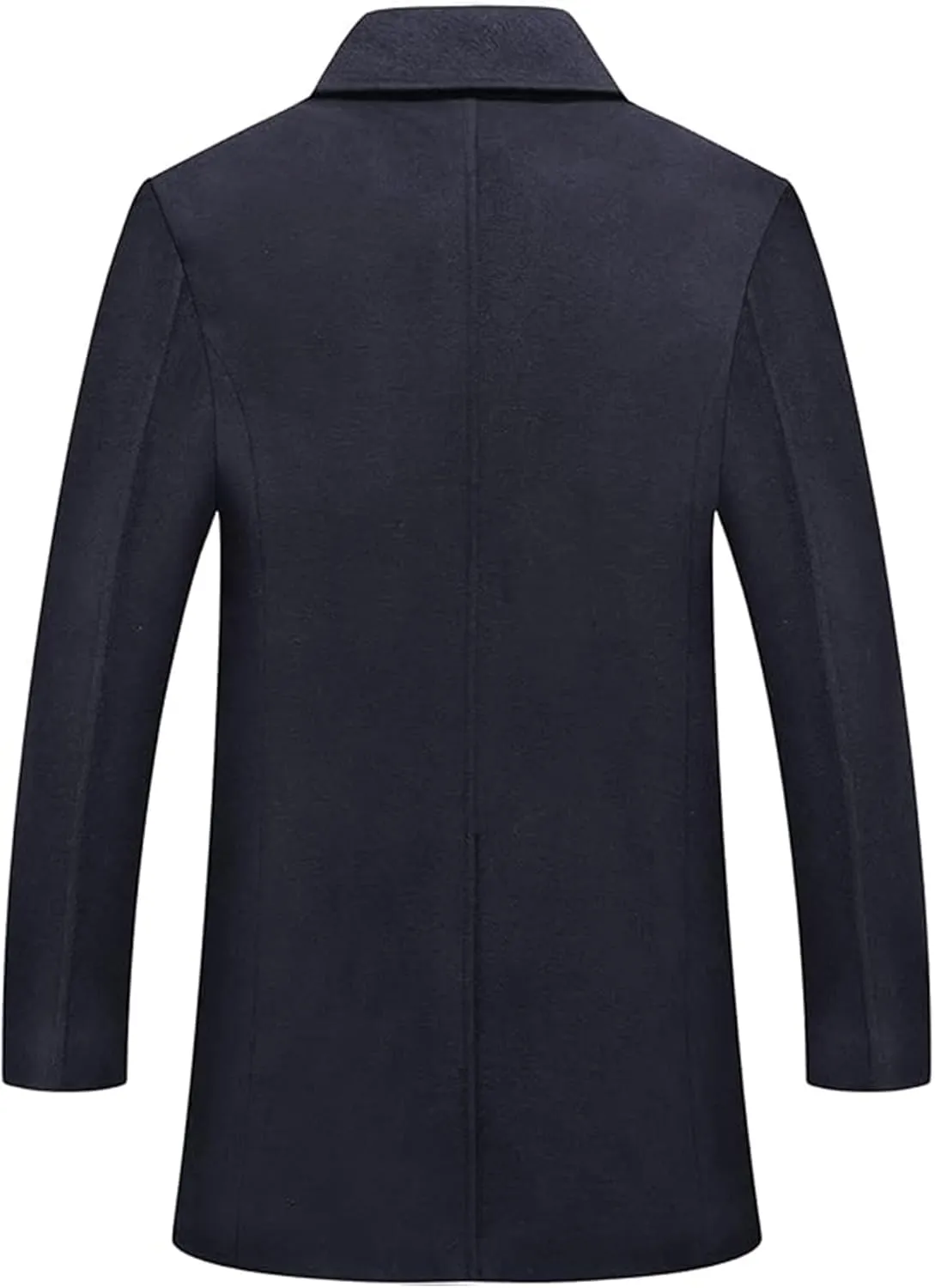 SOMTHRON Men's Woolen Trench Coat Regular Fit Double Breasted Wool Blend Jacket Winter Pea Coat Businesss Overcoat