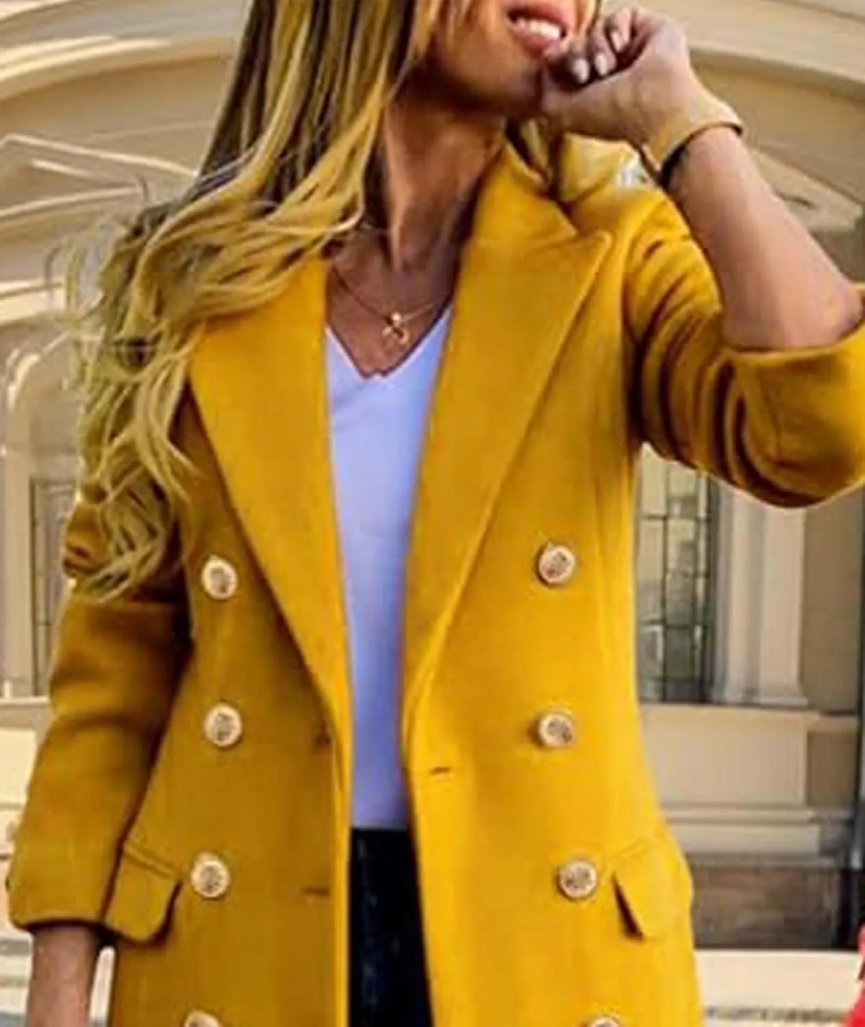 SOMTHRON Women's Winter Trench Coat Double Breasted Notched Lapel Peacoat Jacket Casual Long Overcoat