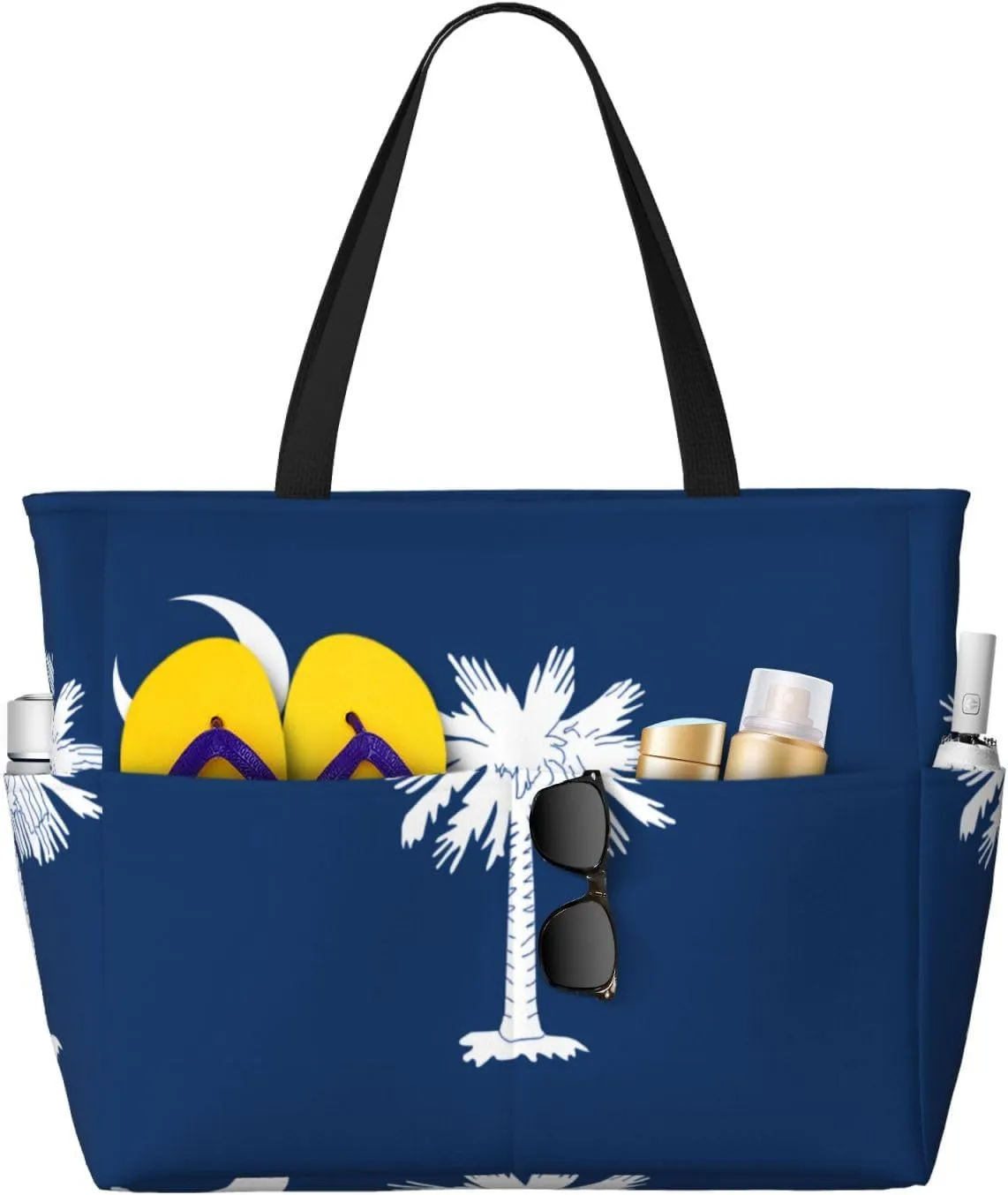 South Carolina Flag Print 28L Beach Tote Bag, Water-resistant Travel Tote, Lightweight Gym & Camping Carryall