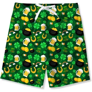 St Patrick's Day Clover  Funny Boy Swim Trunk