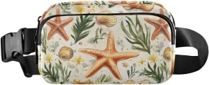 Starfish Pattern Fanny Pack Water Resistant, Women Men Waist Pack Sling Bag Purse for Travel Hiking
