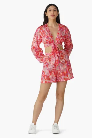 Sweet Pea Wine Printed Short