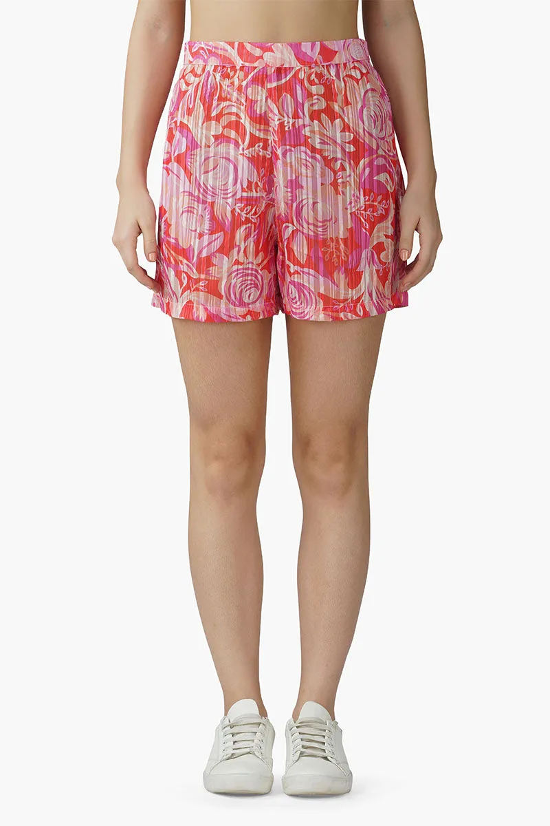 Sweet Pea Wine Printed Short