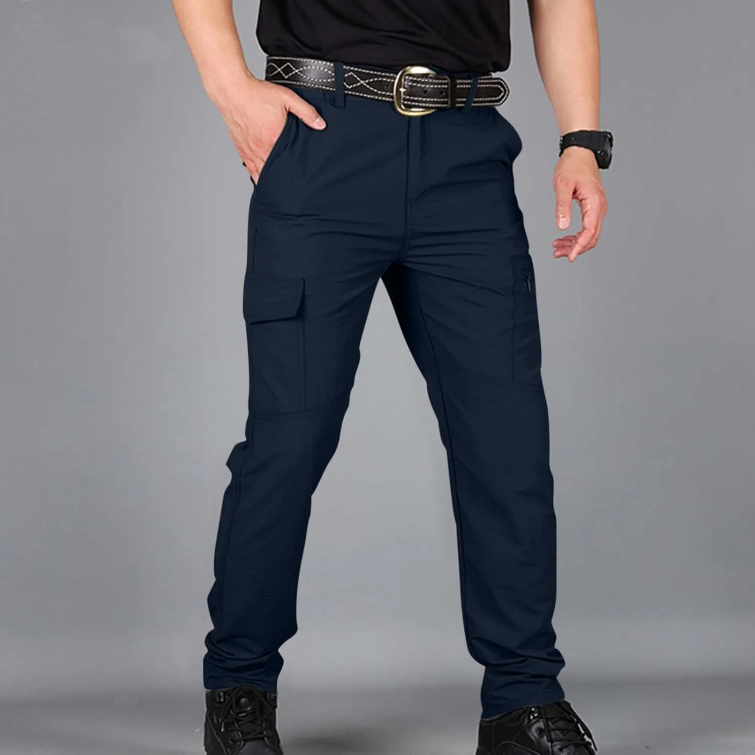 Tactic Pants for Men Hiking Water Resistant Ripstop Flex Cargo Pants Multi Pockets Outdoor Lightweight Trousers