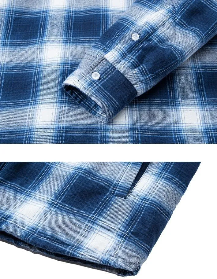 TACVASEN Men's Flannel Shirt Jacket Removable Hooded Quilted Lined Plaid Button Down Shirts Zipper Jacket