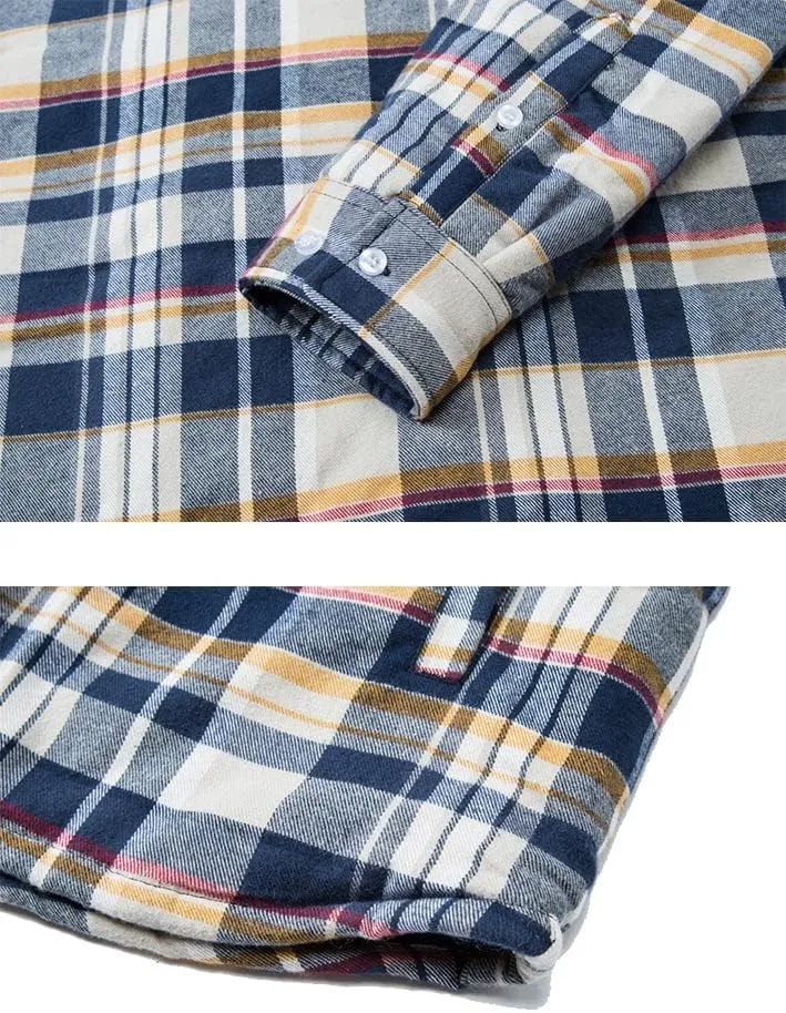 TACVASEN Men's Flannel Shirt Jacket Removable Hooded Quilted Lined Plaid Button Down Shirts Zipper Jacket