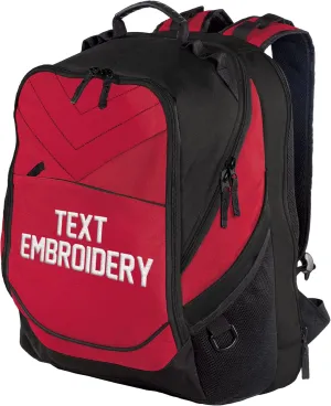 TEEAMORE Custom Travel Laptop Backpack Add Your Embroidered Text Computer Water Resistant Bag Chili Red Black