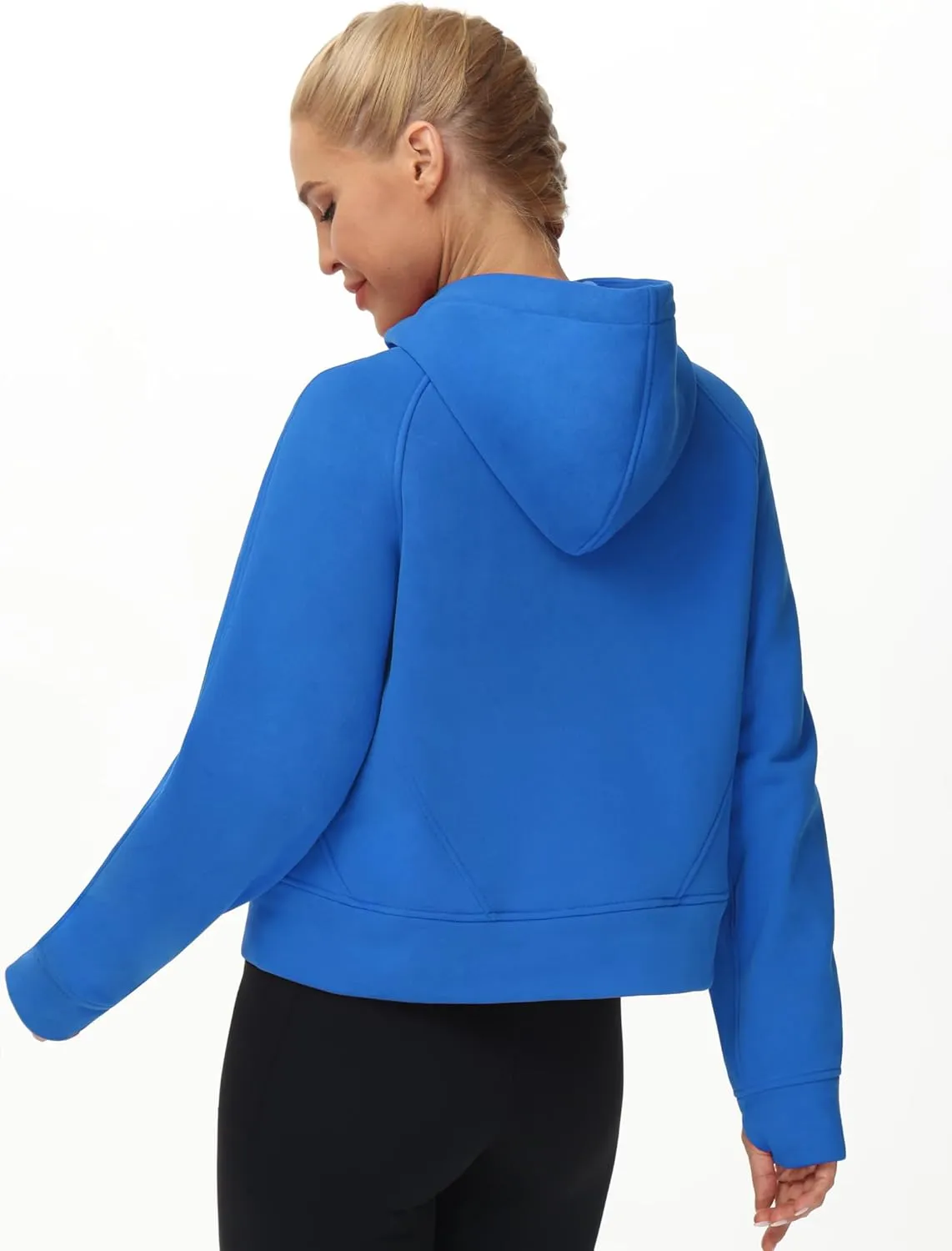 THE GYM PEOPLE Women's Full-Zip Up Hoodies Jacket Fleece Workout Crop Tops Sweatshirts with Pockets Thumb Hole