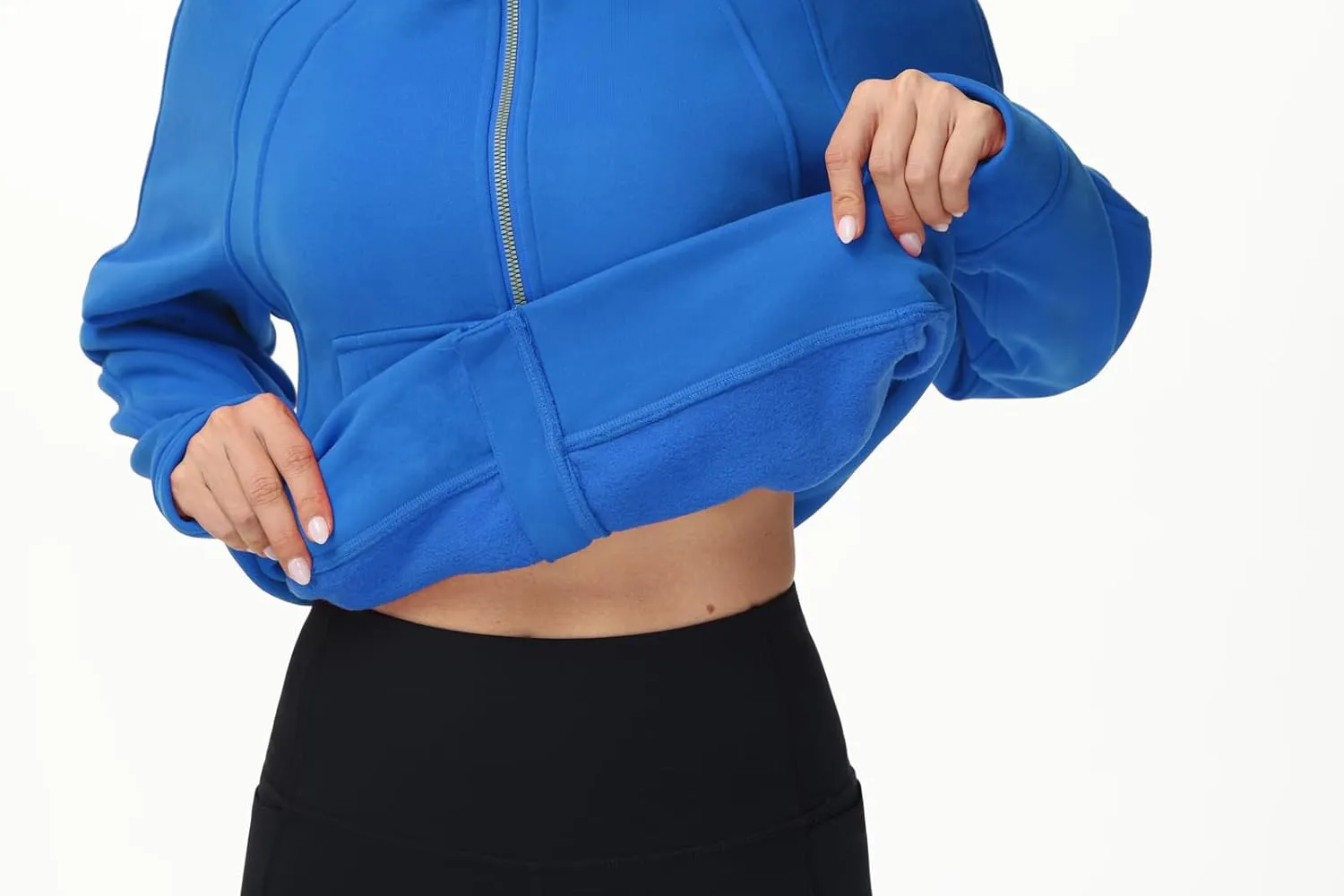 THE GYM PEOPLE Women's Full-Zip Up Hoodies Jacket Fleece Workout Crop Tops Sweatshirts with Pockets Thumb Hole