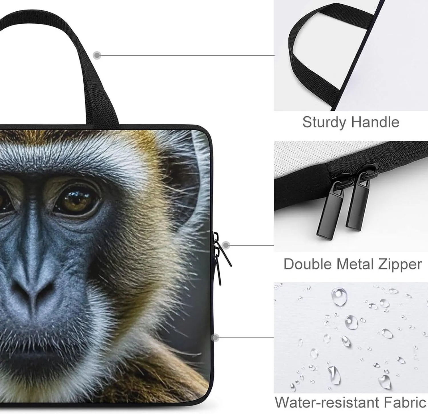 The Silent Monkey Laptop Bag Durable Laptop Sleeve Water-Resistant Notebook Bag for Computer Or Tablet