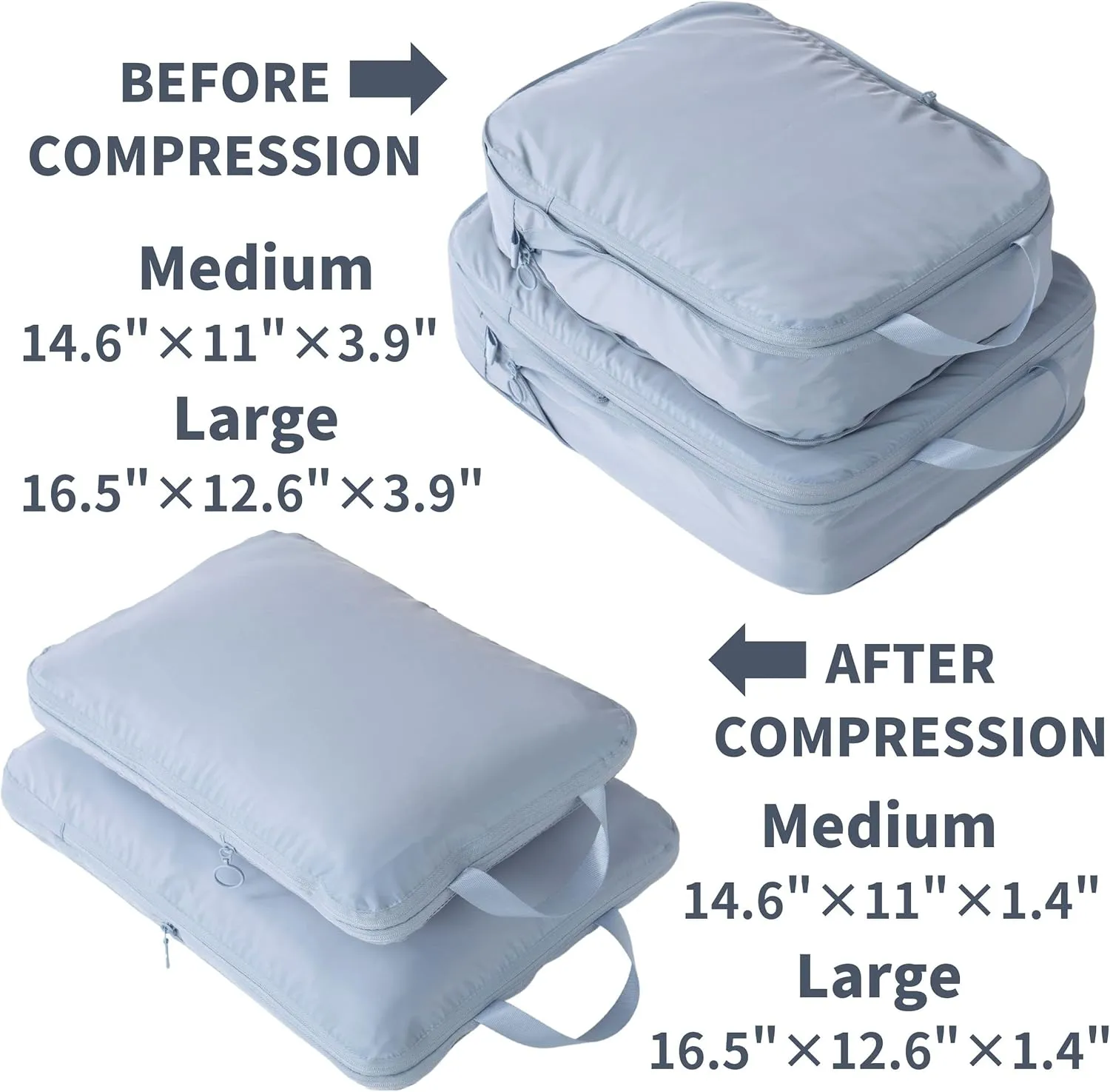 tianzong Compression Packing Cubes for Suitcases, Luggage Organizer Bags Set for Travel (Pink, 2 Pack Large)
